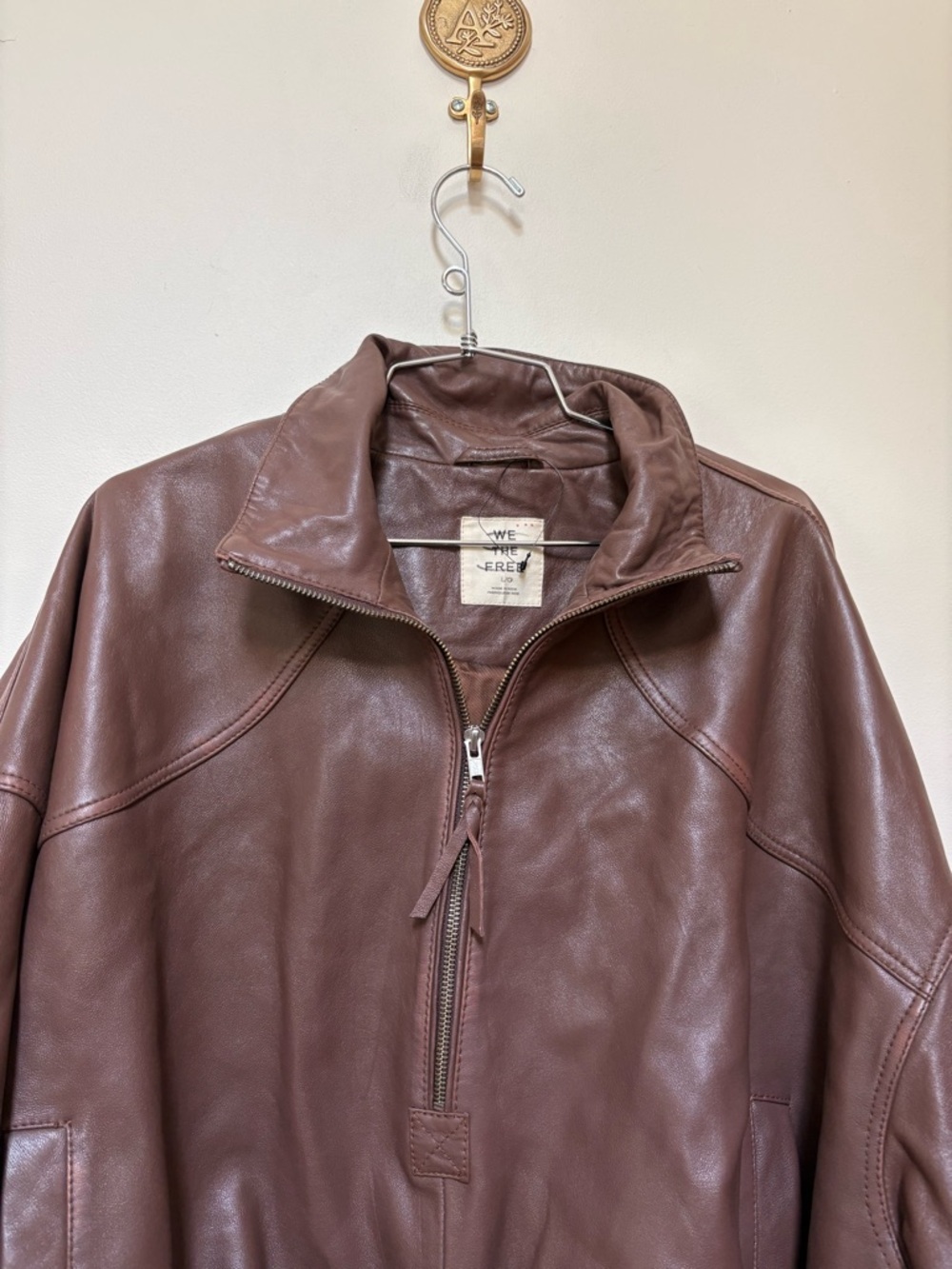 NWOT Free People We The Free Sonny Leather Pullover Jacket Size Large - Picture 5 of 16